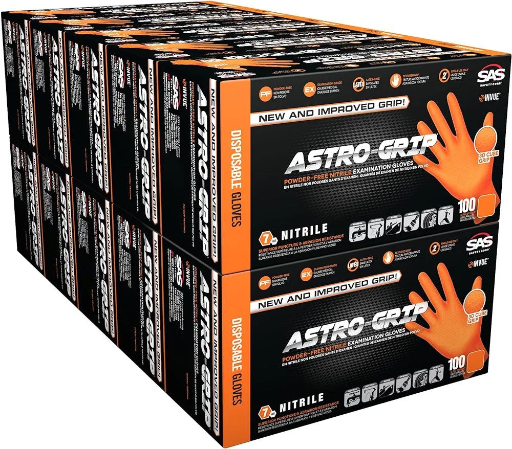 SAS Astro-Grip Powder-Free Exam Grade Nitrile Disposable Gloves - Case