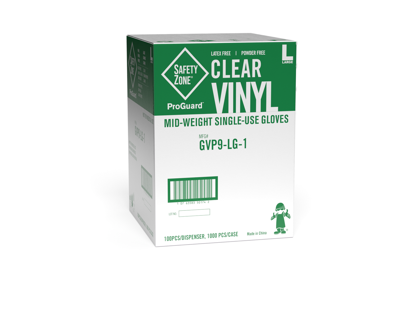 Safety Zone  Powder Free Clear Vinyl Gloves GVP9