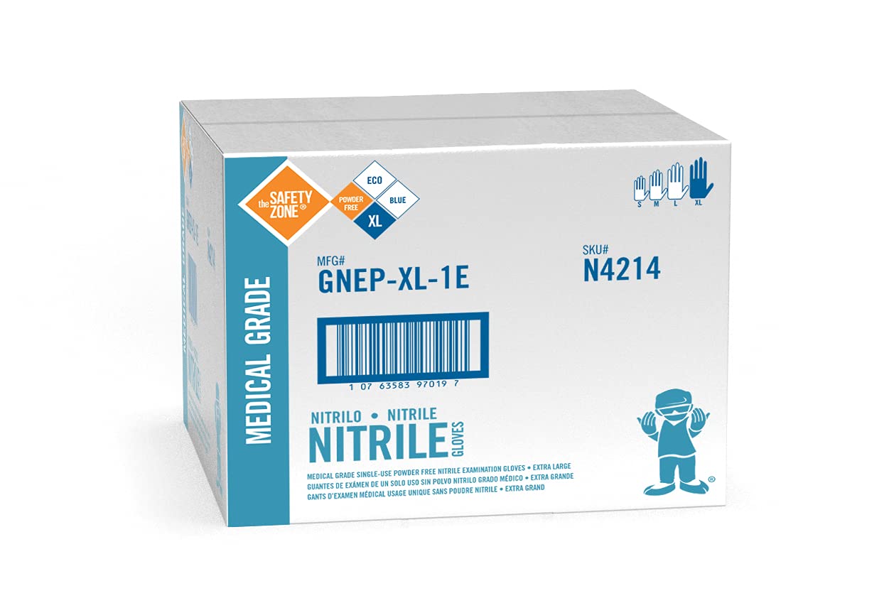 The Safety Zone Nitrile Exam Gloves, Blue, case of 1000,