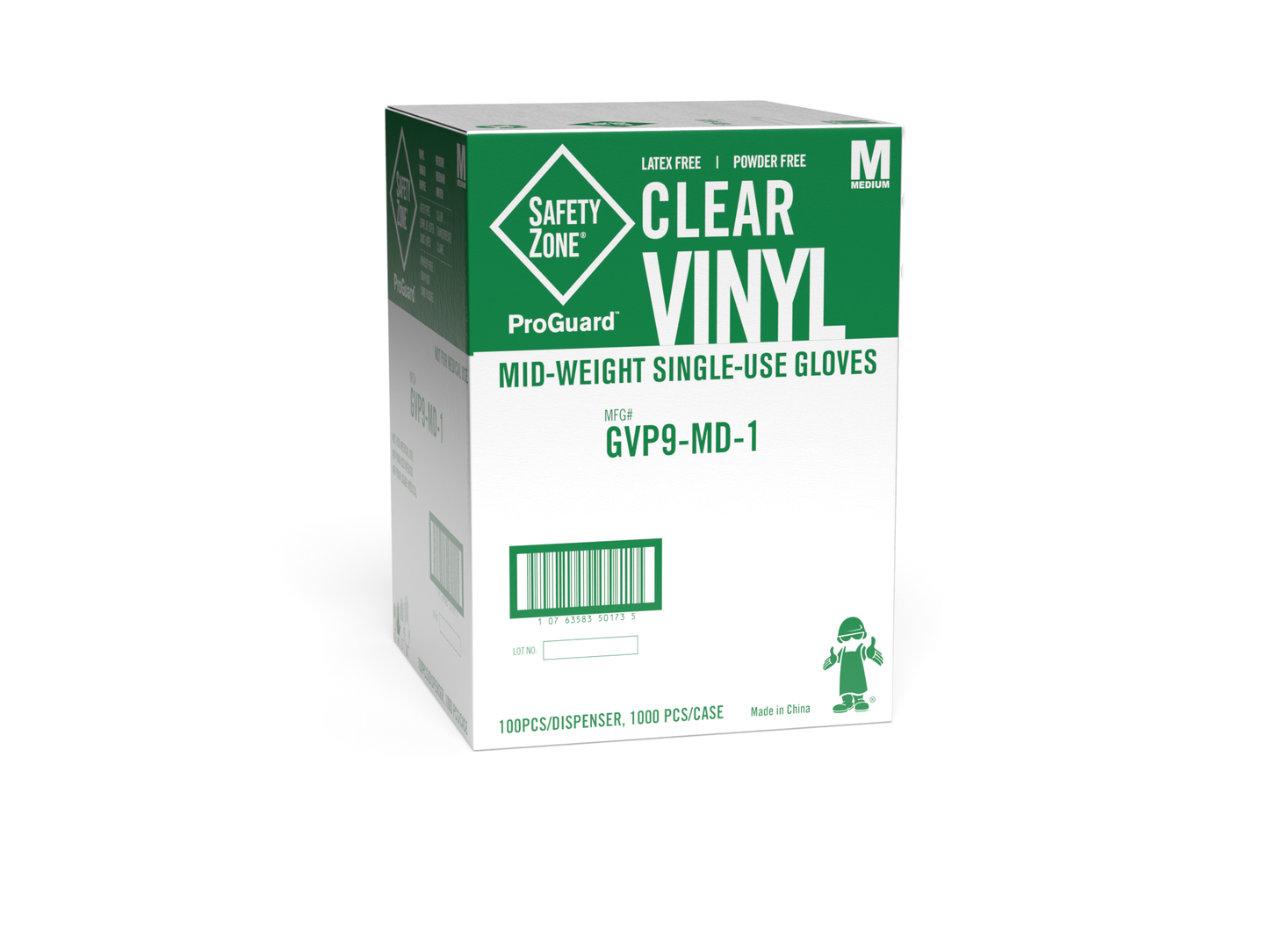 Safety Zone  Powder Free Clear Vinyl Gloves GVP9